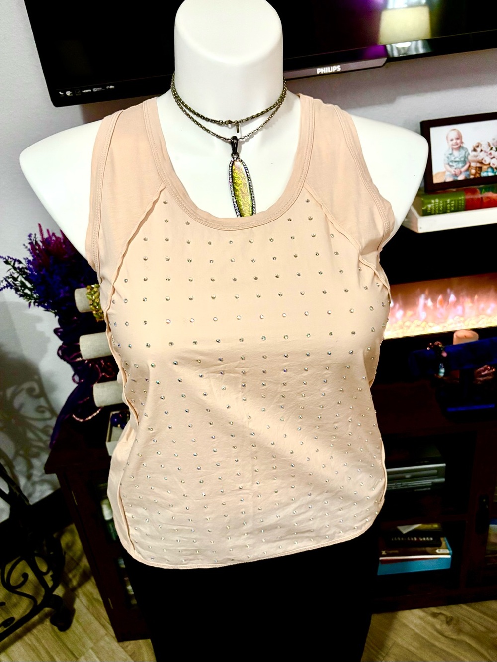 J Crew Blush Studded Sleeveless Tank Top size Small